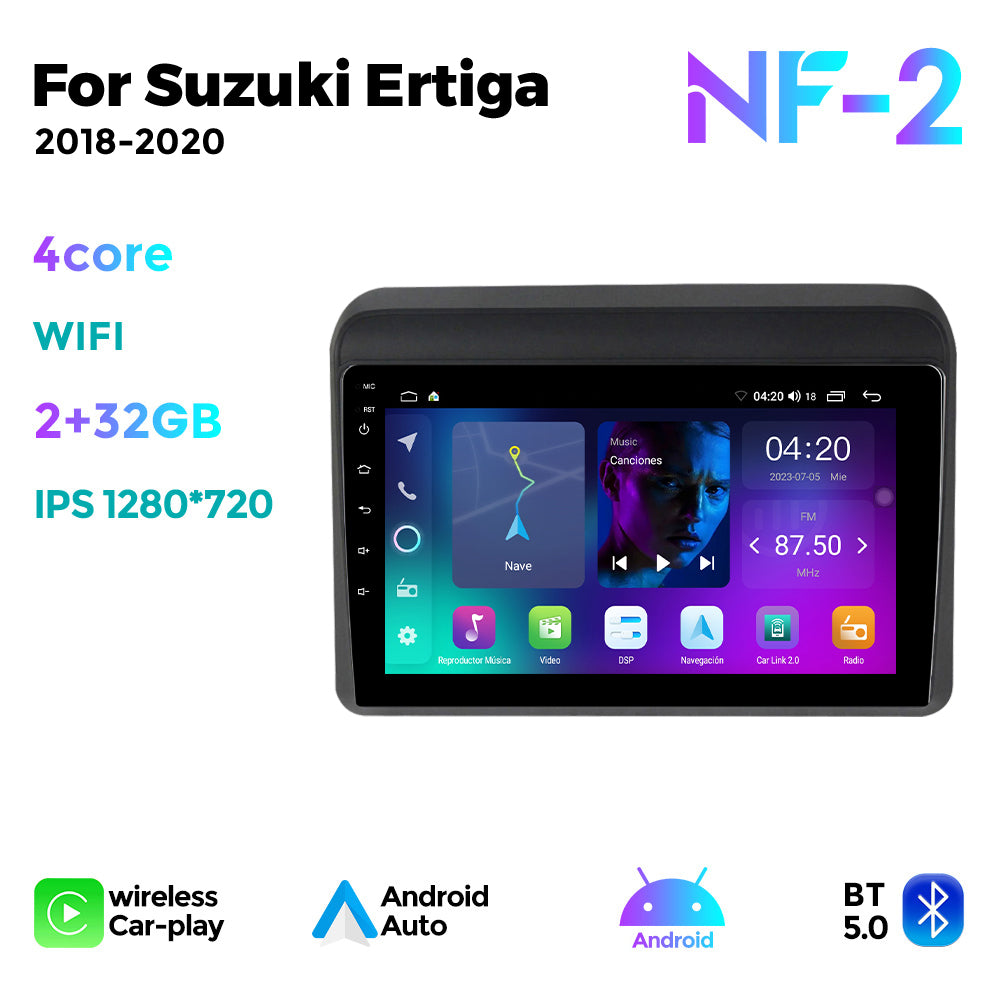 NaviFly NF Series Android 14 8G+256G 2K QLED screen CarPlay Auto DSP RDS 4GLte WIFI For Suzuki Ertiga 2018-2020 9inch