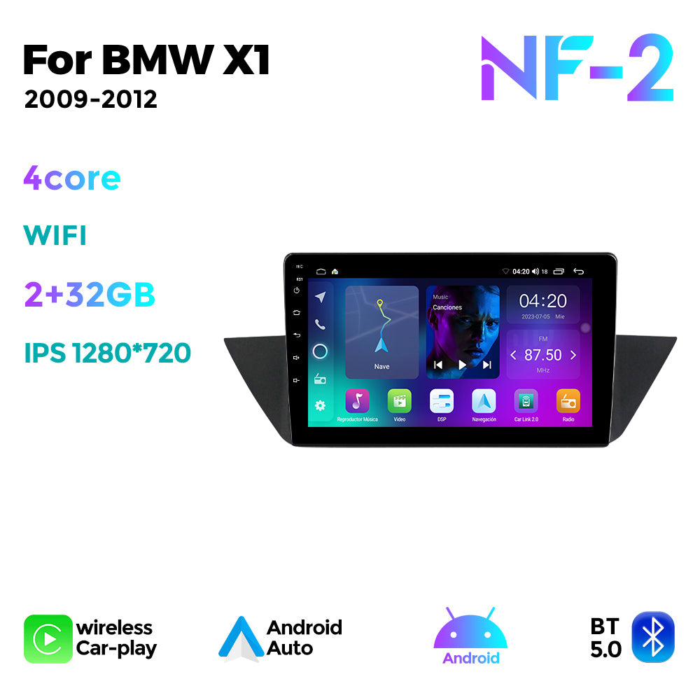 NaviFly NF Series Android 14 8G+256G 2K QLED screen CarPlay Auto DSP RDS 4GLte WIFI For BMW X1 2009-2012 10inch