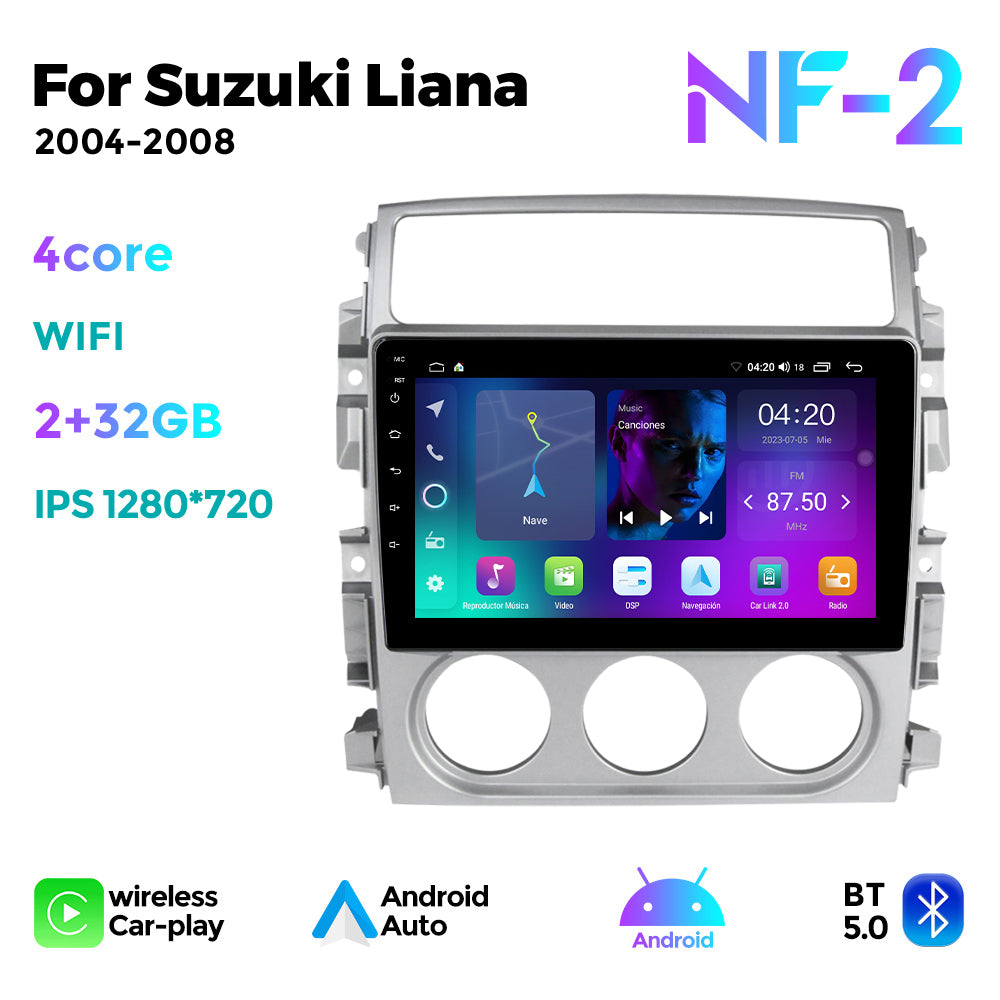 NaviFly NF Series Android 14 8G+256G 2K QLED screen CarPlay Auto DSP RDS 4GLte WIFI For Suzuki Liana 2004-2008 9Inch
