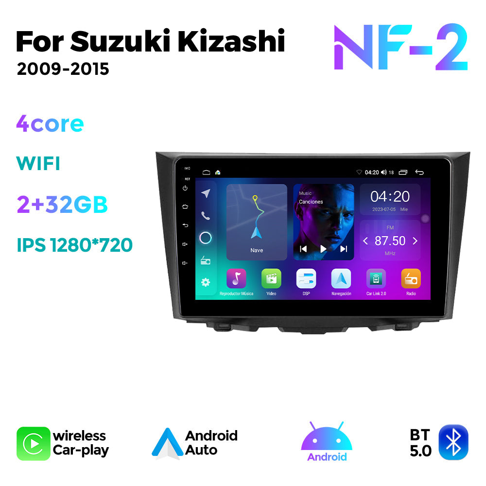 NaviFly NF Series Android 14 8G+256G 2K QLED screen CarPlay Auto DSP RDS 4GLte WIFI For Suzuki Kizashi 2009-2015 9inch
