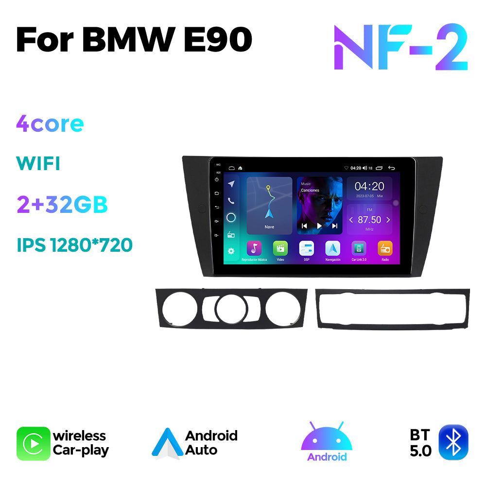 NaviFly NF Series Android 14 8G+256G 2K QLED screen CarPlay Auto DSP RDS 4GLte WIFI For BMW E90 9inch