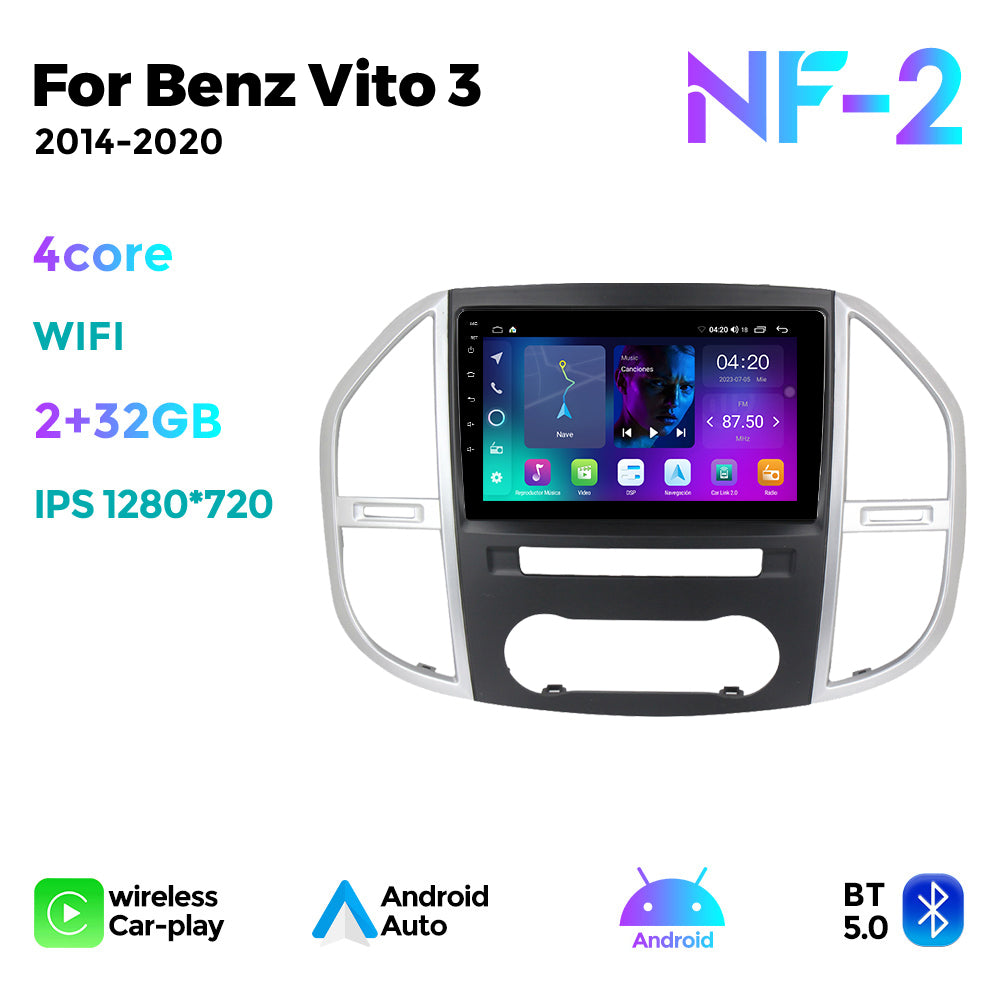 NaviFly NF Series Android 14 8G+256G 2K QLED screen CarPlay Auto DSP RDS 4GLte WIFI For Mercedes Benz Vito3 W44 2014-2020 10.36Inch