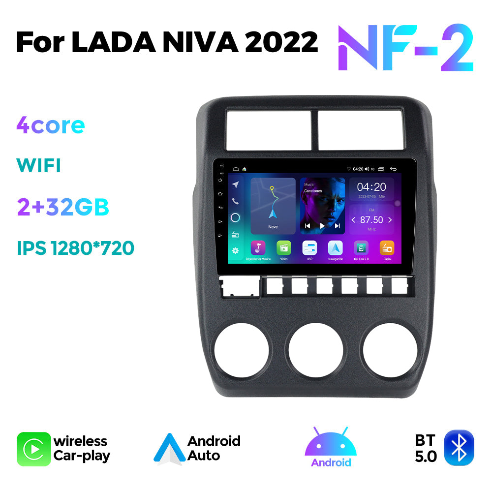 NaviFly NF Series Android 14 8G+256G 2K QLED screen CarPlay Auto DSP RDS 4GLte WIFI For LADA NIVA 2022 10inch