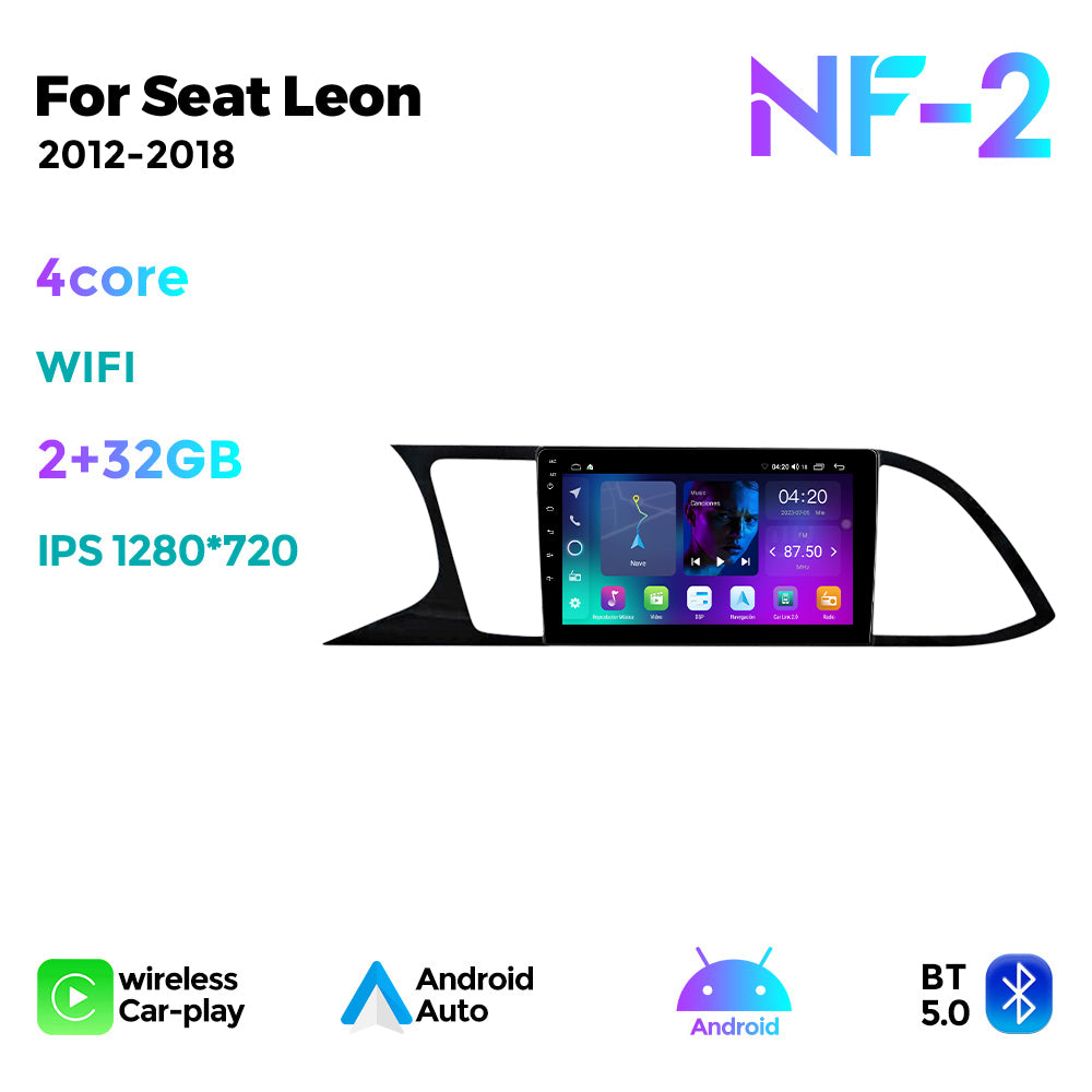 NaviFly NF Series Android 14 8G+256G 2K QLED screen CarPlay Auto DSP RDS 4GLte WIFI For Seat Leon 2012-2018 9inch