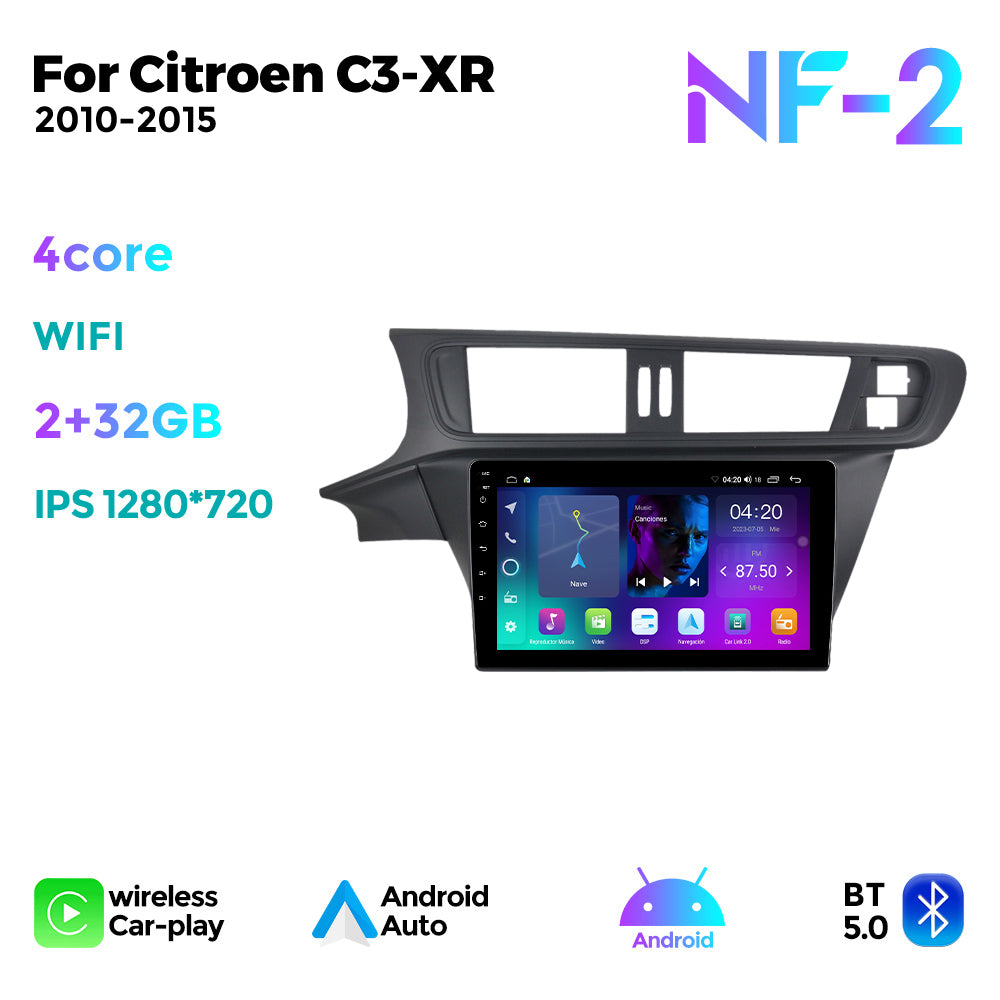 NaviFly NF Series Android 14 8G+256G 2K QLED screen CarPlay Auto DSP RDS 4GLte WIFI For Citroen C3-XR 2010-2015 10inch