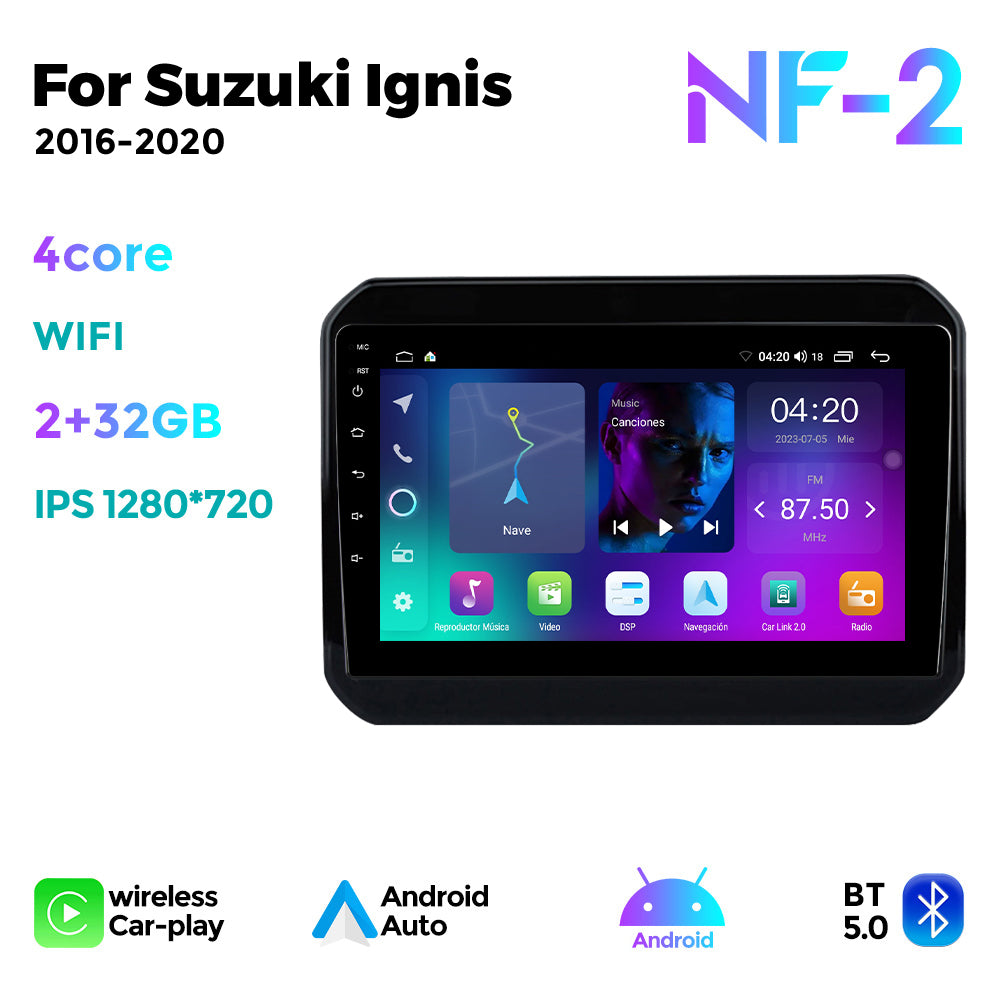 NaviFly NF Series Android 14 8G+256G 2K QLED screen CarPlay Auto DSP RDS 4GLte WIFI For Suzuki Ignis 2016-2020 9inch