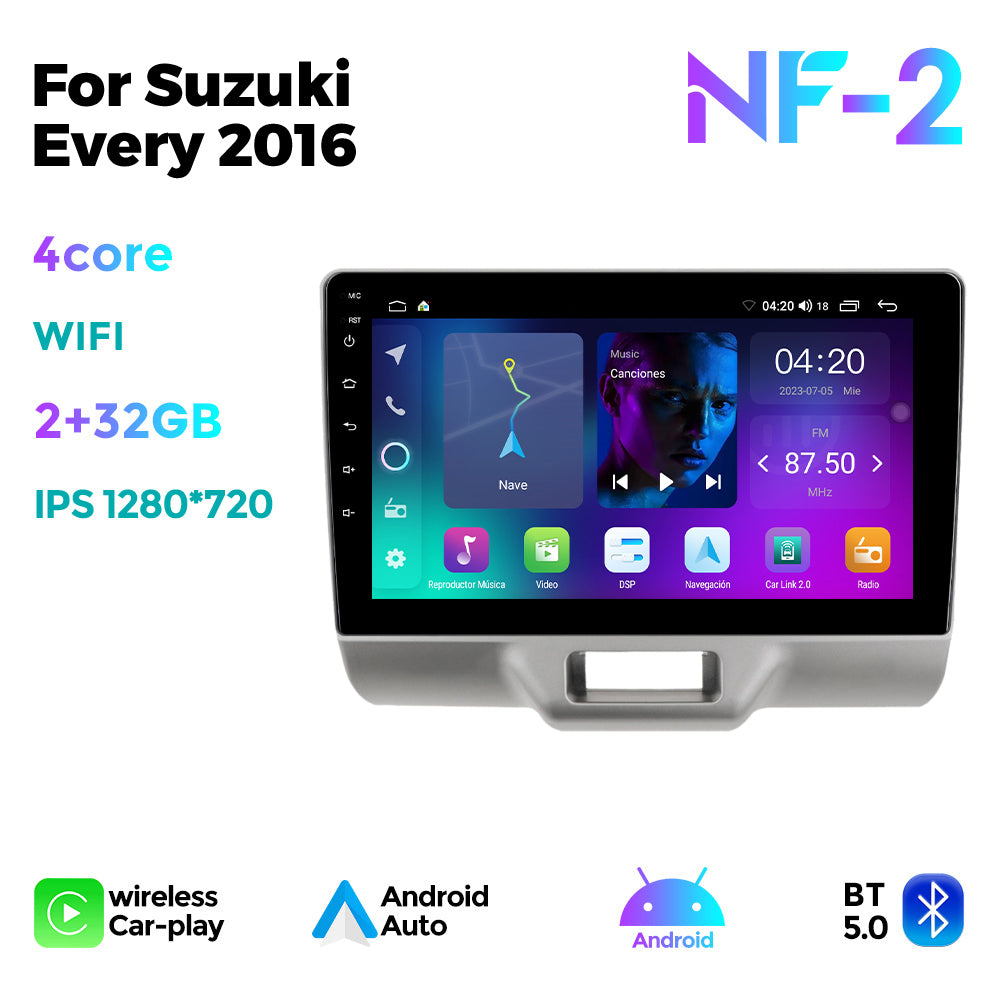 NaviFly NF Series Android 14 8G+256G 2K QLED screen CarPlay Auto DSP RDS 4GLte WIFI For Suzuki Every 2016 9inch