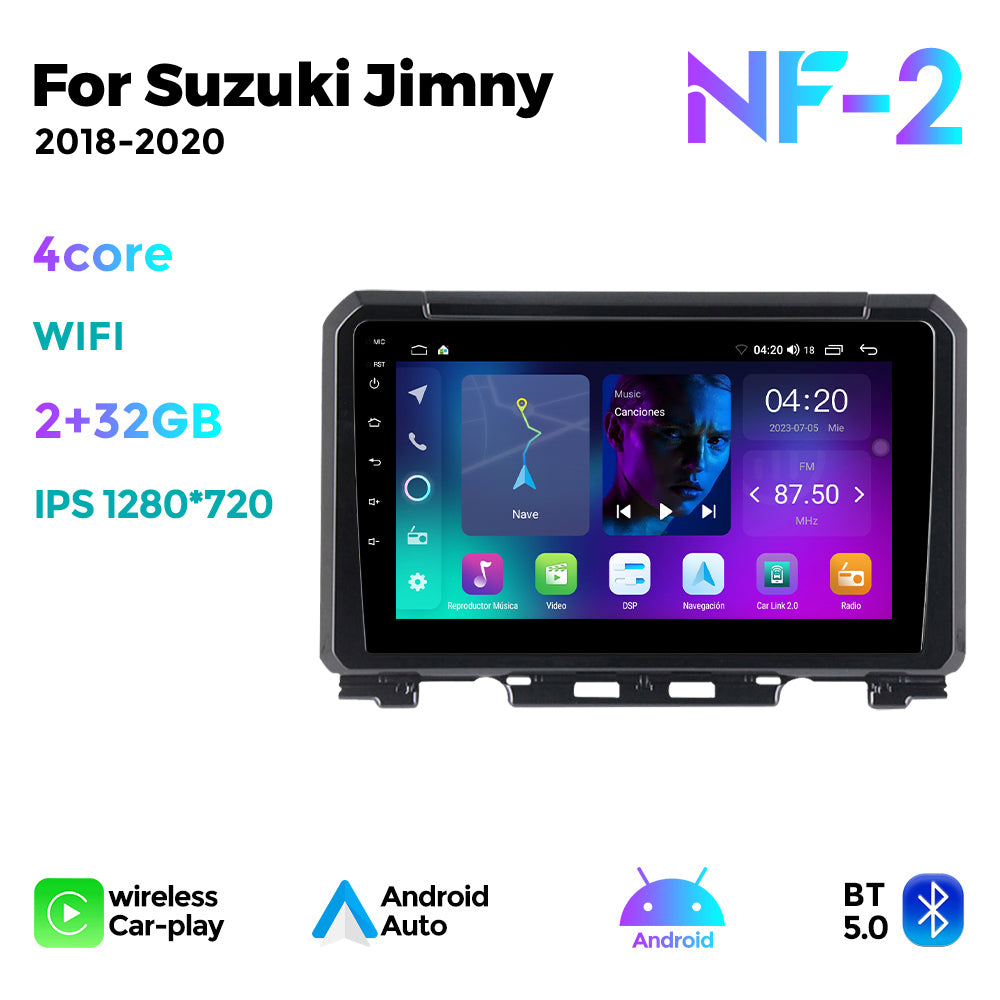 NaviFly NF Series Android 14 8G+256G 2K QLED screen CarPlay Auto DSP RDS 4GLte WIFI For Suzuki Jimny 2018-2020 9inch