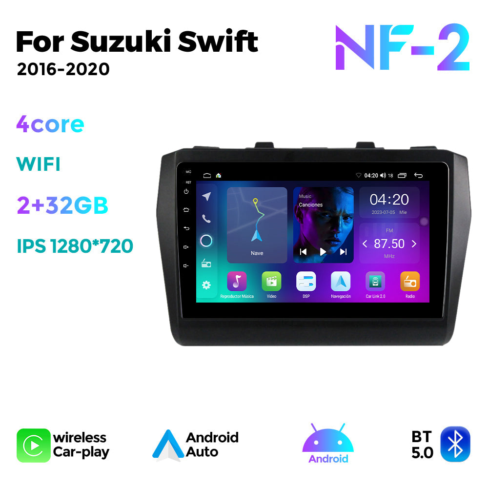 NaviFly NF Series Android 14 8G+256G 2K QLED screen CarPlay Auto DSP RDS 4GLte WIFI For Suzuki Swift 2016-2020 9inch