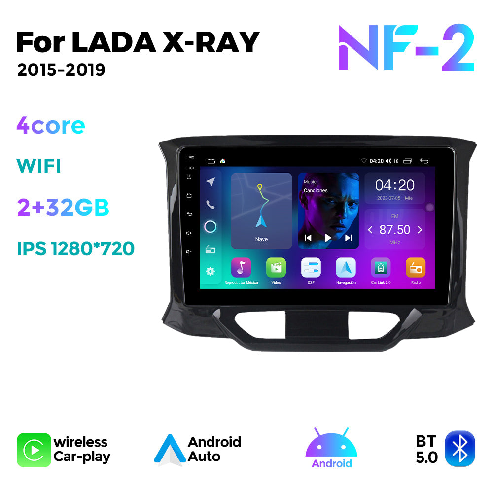 NaviFly NF Series Android 14 8G+256G 2K QLED screen CarPlay Auto DSP RDS 4GLte WIFI For LADA X-RAY 2015-2019 9inch