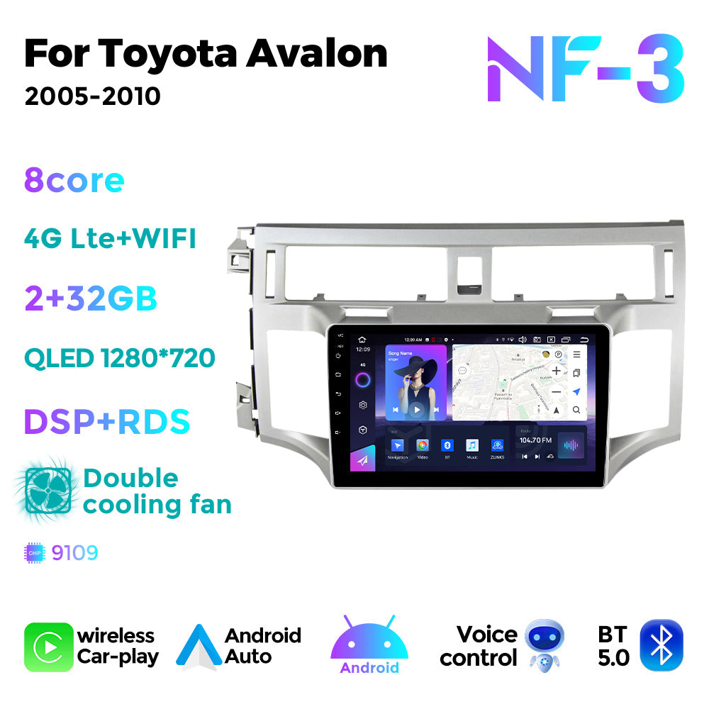 NaviFly NF Series Android 14 8G+256G 2K QLED screen CarPlay Auto DSP RDS 4GLte WIFI For Toyota Avalon 2005-2010 9inch
