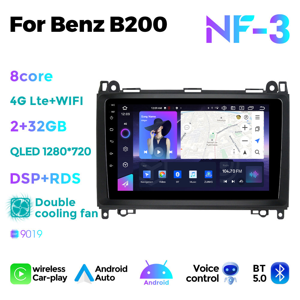 NaviFly NF Series Android 14 8G+256G 2K QLED screen CarPlay Auto DSP RDS 4GLte WIFI For Mercedes Benz B200 9.5Inch
