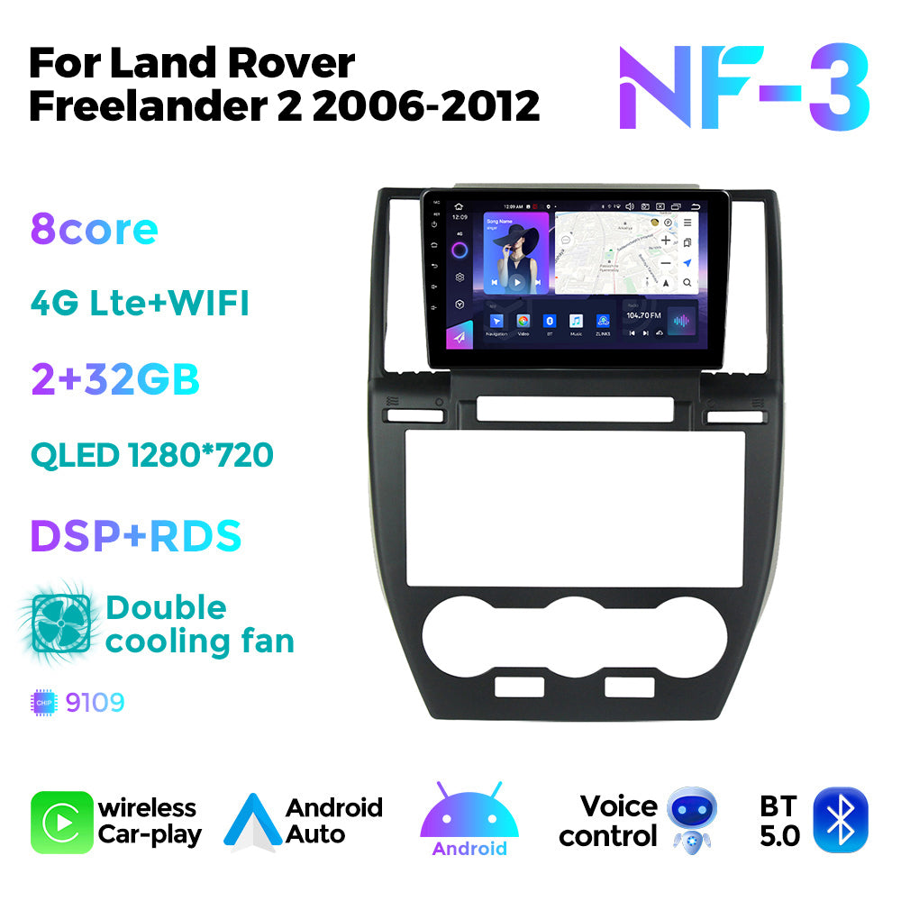 NaviFly NF Series Android 14 8G+256G 2K QLED screen CarPlay Auto DSP RDS 4GLte WIFI For Land Rover Freelander 2 2006-2012 9inch