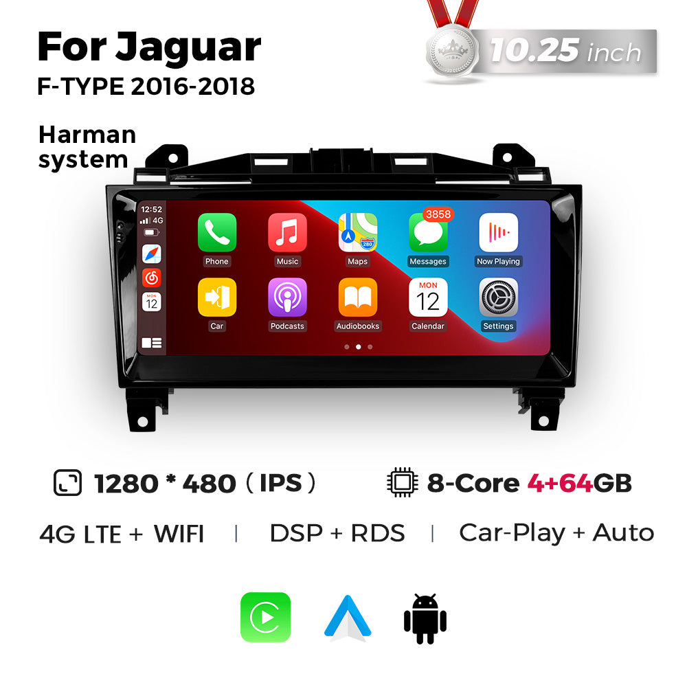 Navifly MNB 8G+128G 10.25 inch Car Stereo Radio DVD Player Autoradios Android Wifi GPS DSP FM 4G for Jaguar F-TYPE 2013-2018 Car-pay Auto