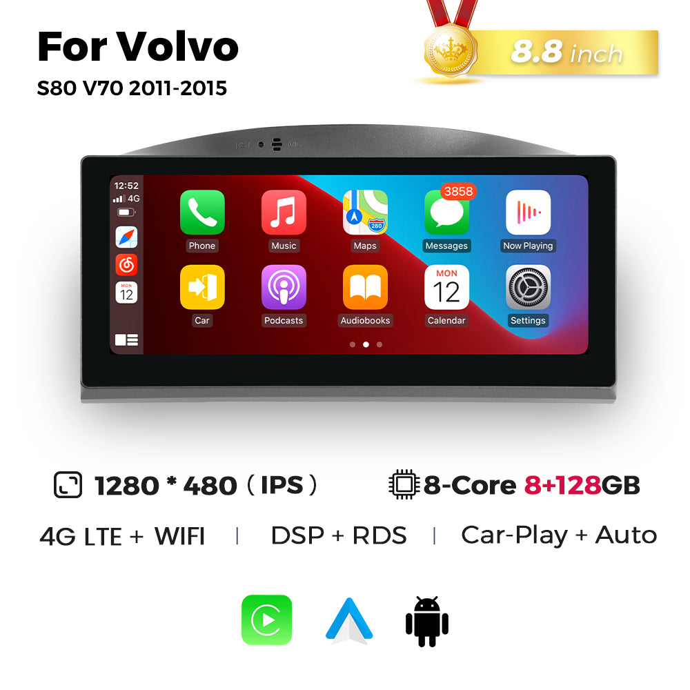 Navifly MNB 8G+128G 8.8inch Car Stereo Radio DVD Player Autoradios Android Wifi GPS DSP FM 4G for Volvo S80 V70 2011-2015 Car-pay Auto