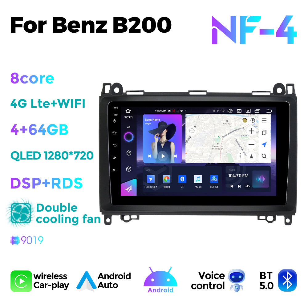 NaviFly NF Series Android 14 8G+256G 2K QLED screen CarPlay Auto DSP RDS 4GLte WIFI For Mercedes Benz B200 9.5Inch