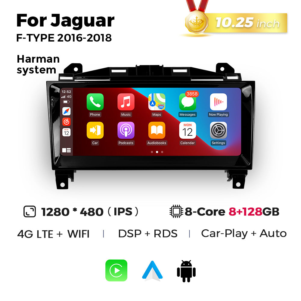 Navifly MNB 8G+128G 10.25 inch Car Stereo Radio DVD Player Autoradios Android Wifi GPS DSP FM 4G for Jaguar F-TYPE 2013-2018 Car-pay Auto