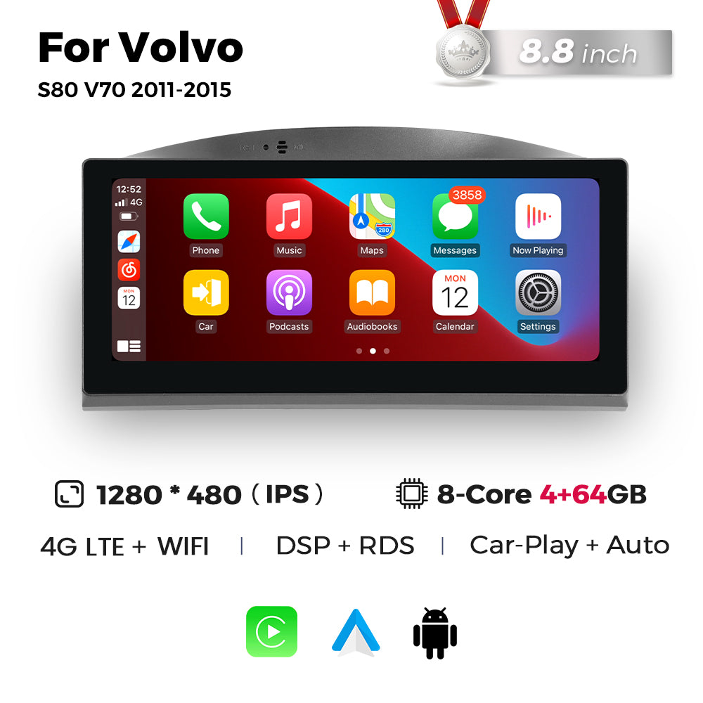Navifly MNB 8G+128G 8.8inch Car Stereo Radio DVD Player Autoradios Android Wifi GPS DSP FM 4G for Volvo S80 V70 2011-2015 Car-pay Auto