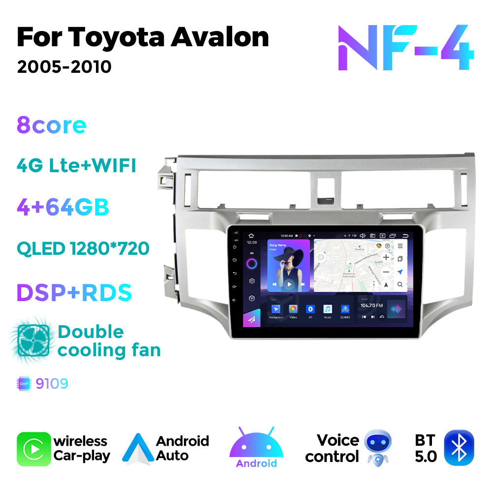 NaviFly NF Series Android 14 8G+256G 2K QLED screen CarPlay Auto DSP RDS 4GLte WIFI For Toyota Avalon 2005-2010 9inch
