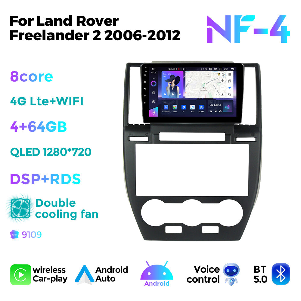 NaviFly NF Series Android 14 8G+256G 2K QLED screen CarPlay Auto DSP RDS 4GLte WIFI For Land Rover Freelander 2 2006-2012 9inch