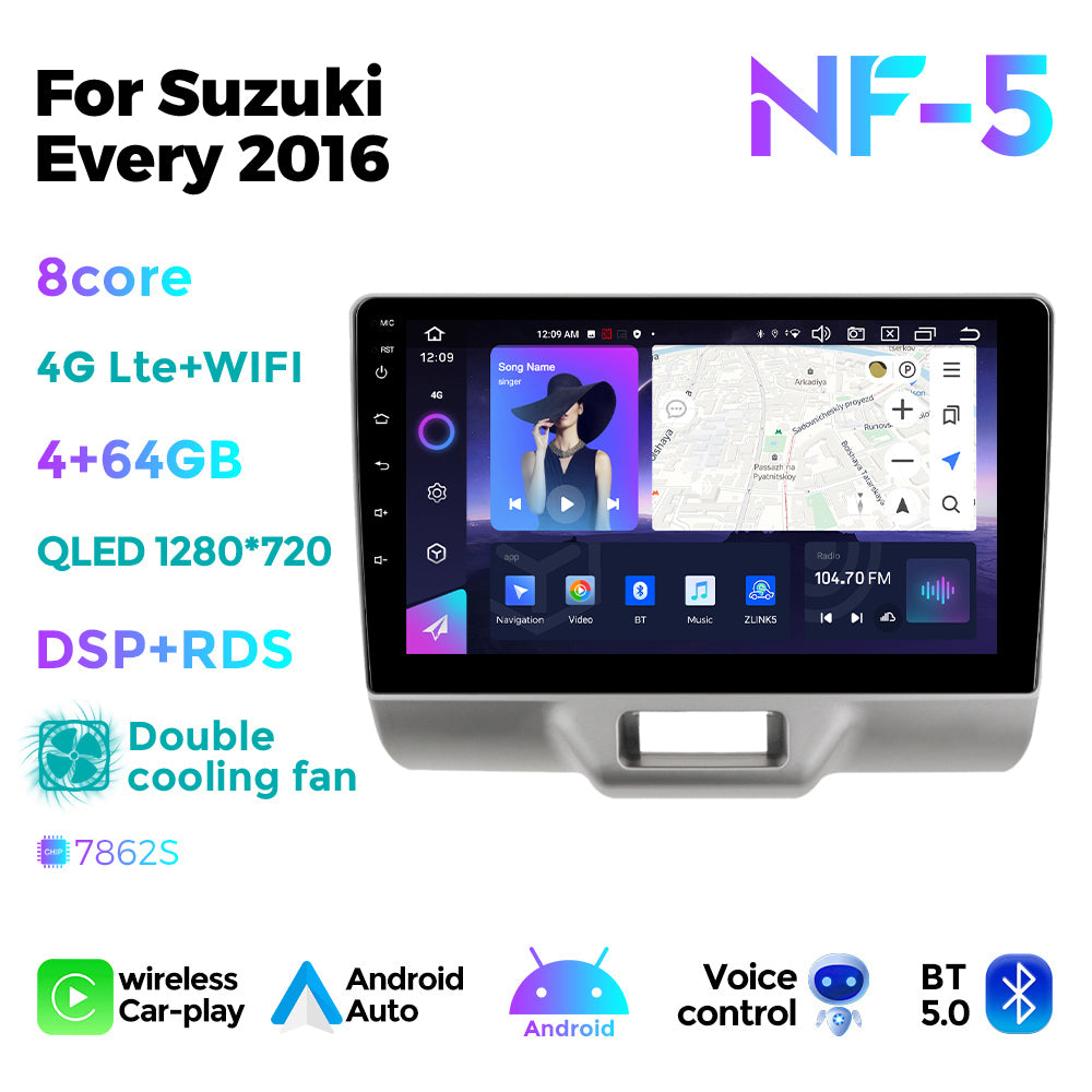 NaviFly NF Series Android 14 8G+256G 2K QLED screen CarPlay Auto DSP RDS 4GLte WIFI For Suzuki Every 2016 9inch