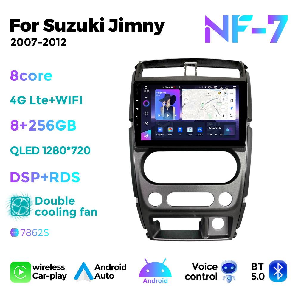 NaviFly NF Series Android 14 8G+256G 2K QLED screen CarPlay Auto DSP RDS 4GLte WIFI For Suzuki Jimny 2007-2012 9inch