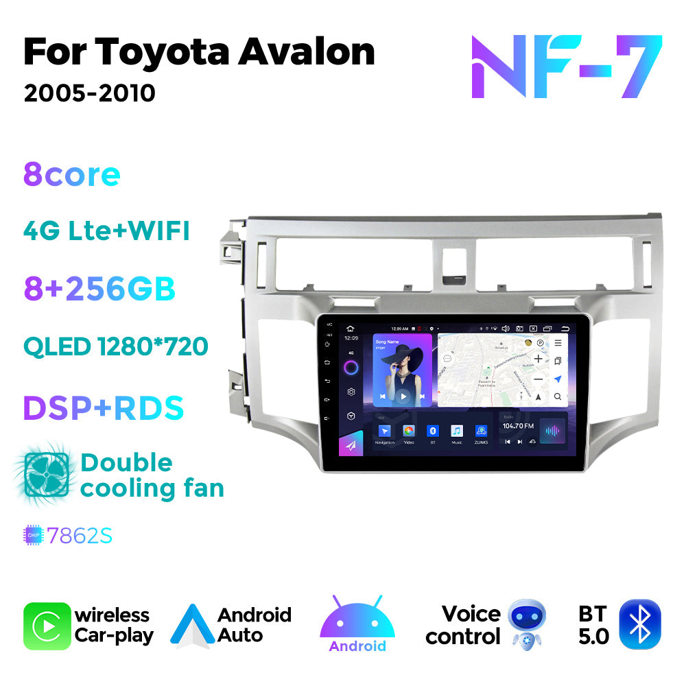 NaviFly NF Series Android 14 8G+256G 2K QLED screen CarPlay Auto DSP RDS 4GLte WIFI For Toyota Avalon 2005-2010 9inch