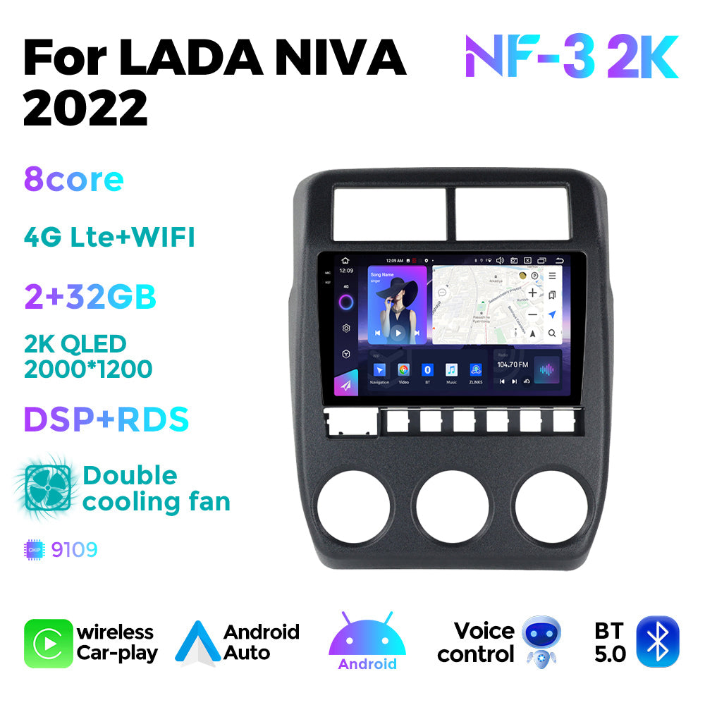 NaviFly NF Series Android 14 8G+256G 2K QLED screen CarPlay Auto DSP RDS 4GLte WIFI For LADA NIVA 2022 10inch